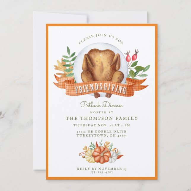 Friendsgiving Potluck Dinner Invitation (Front)