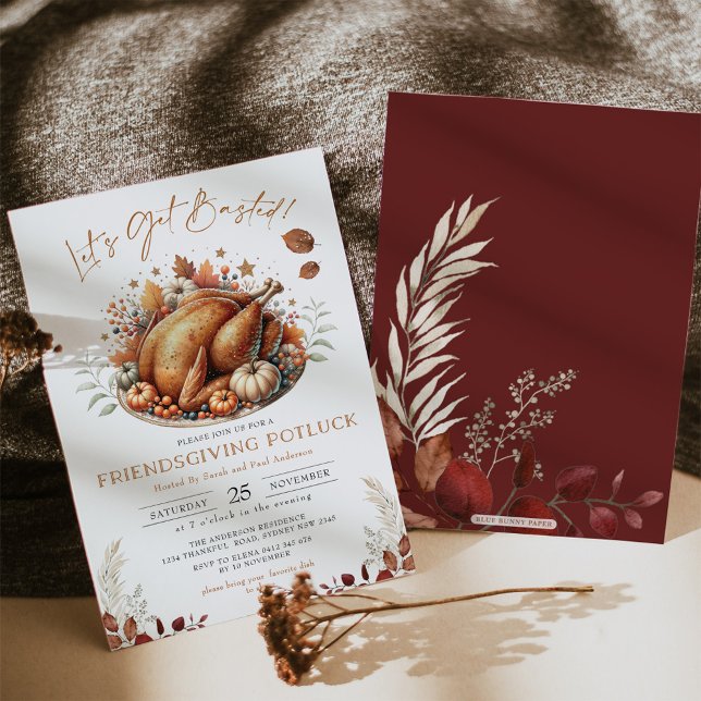 Friendsgiving Potluck Fall Thanksgiving Dinner Invitation (Creator Uploaded)