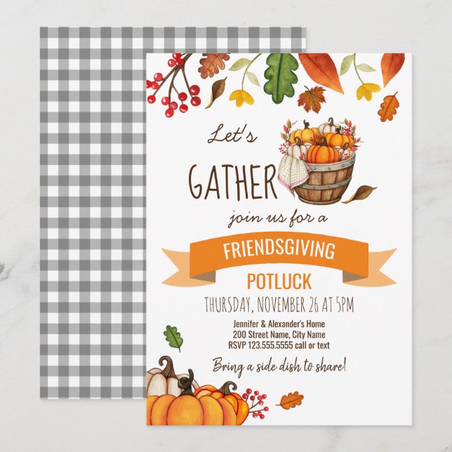 Friendsgiving Potluck Invitation (Front/Back)