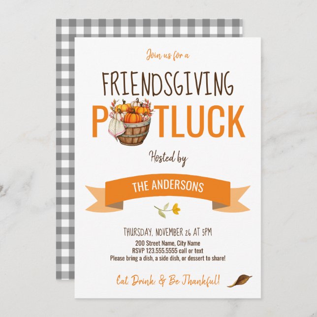 Friendsgiving Potluck Invitation (Front/Back)