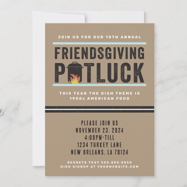 Friendsgiving Potluck Party Invitation (Front)
