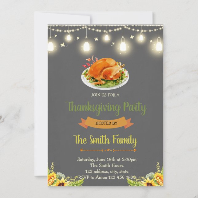 Friendsgiving potluck party invitation (Front)