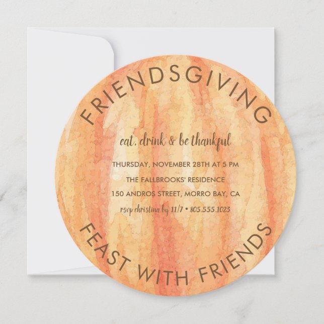 Friendsgiving Pumpkin Thanksgiving Invitation (Front)