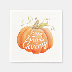 Friendsgiving pumpkin watercolor art napkin