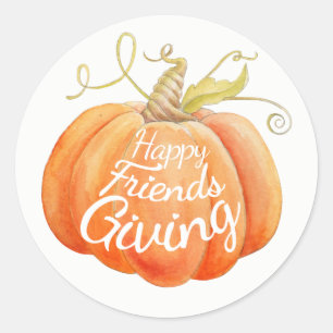 Friendsgiving pumpkin watercolor art sticker