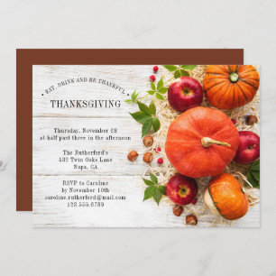 Friendsgiving Rustic Pumpkins   Thanksgiving Invitation