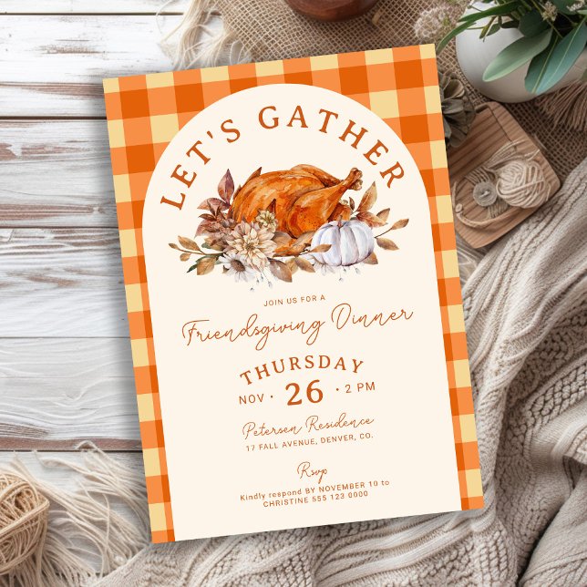 Friendsgiving rustic turkey Thanksgiving dinner Invitation (Creator Uploaded)