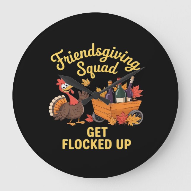 Friendsgiving Squad Get Flocked Up Classic T-Shirt Large Clock (Front)