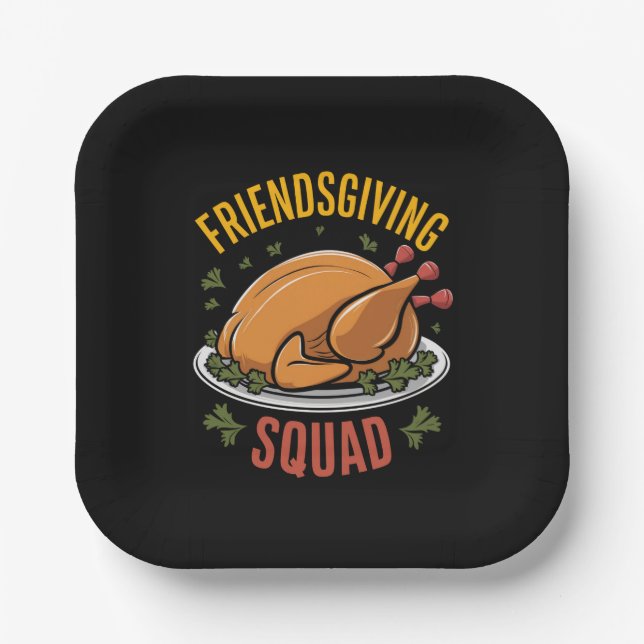 Friendsgiving Squad Turkey Dinner Gift Matching  Paper Plate (Front)