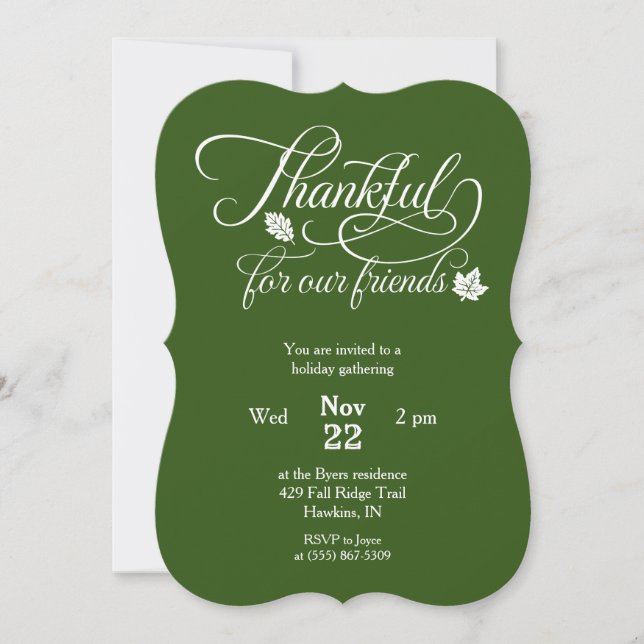 Friendsgiving Thankful for Our Friends Typography Invitation (Front)