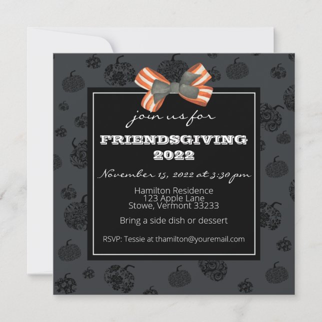Friendsgiving Thanksgiving Dinner Autumn Florals Invitation (Front)