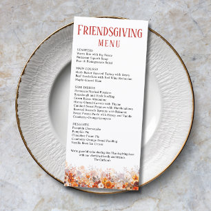 Friendsgiving Thanksgiving Dinner Fall Floral Menu