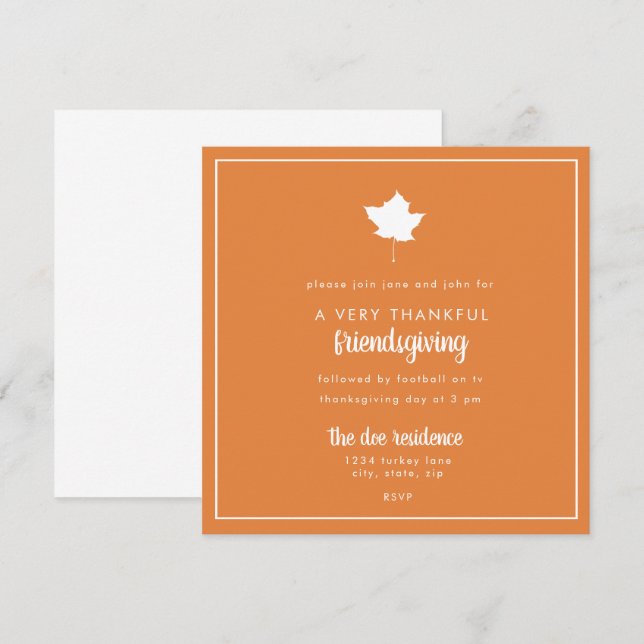 Friendsgiving Thanksgiving Dinner Feast Potluck Invitation (Front/Back)