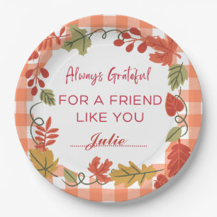 Friendsgiving Thanksgiving Dinner Holiday Paper Plate