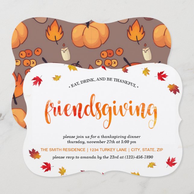 Friendsgiving Thanksgiving Dinner Invitation (Front/Back)