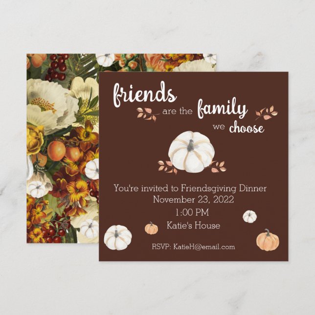 Friendsgiving Thanksgiving Dinner  Invitation (Front/Back)