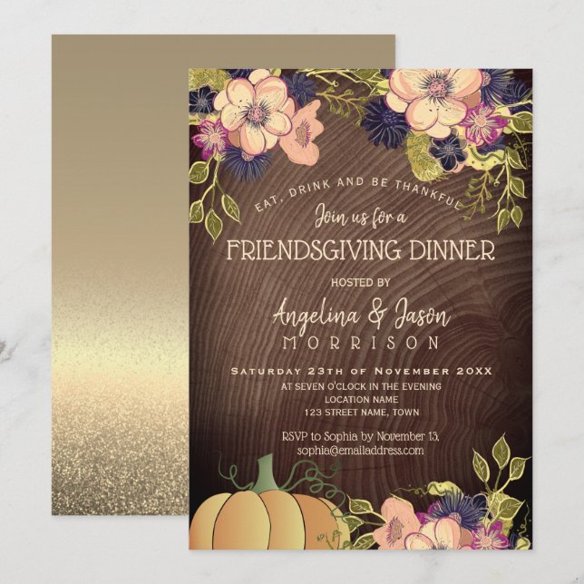 Friendsgiving Thanksgiving Dinner Invitation (Front/Back)