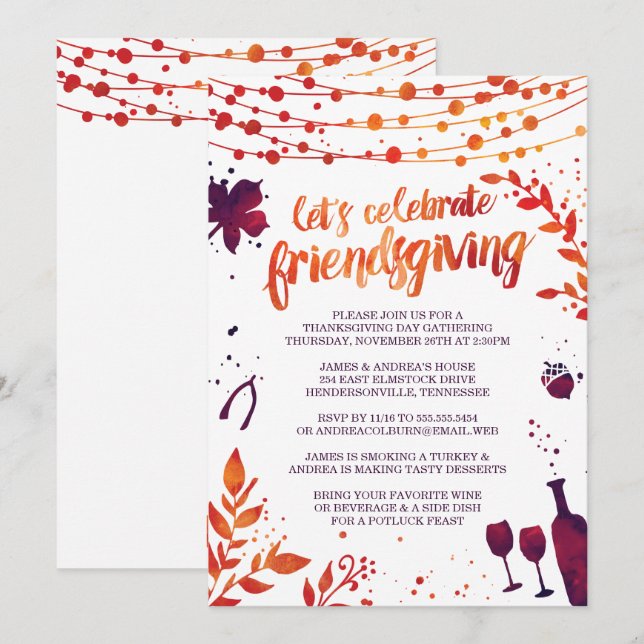 Friendsgiving Thanksgiving Dinner Invitation (Front/Back)