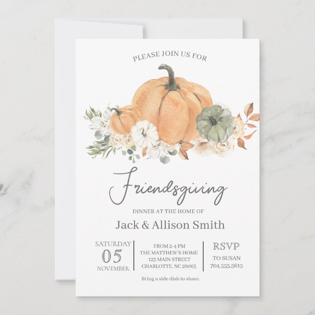 Friendsgiving Thanksgiving Dinner Invitation (Front)