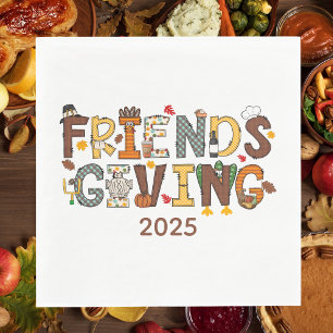 Friendsgiving Thanksgiving Fall Pattern Custom Napkin