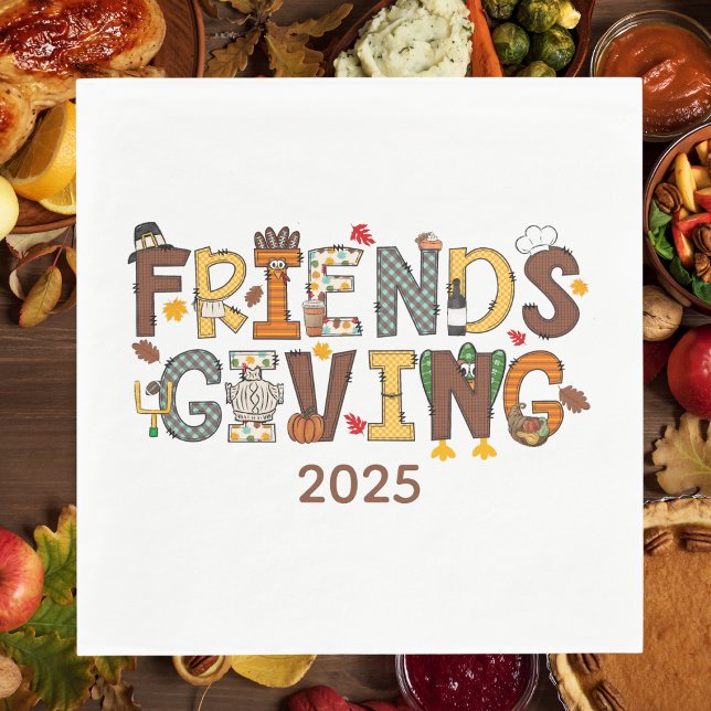 Friendsgiving Thanksgiving Fall Pattern Custom Napkin (Creator Uploaded)