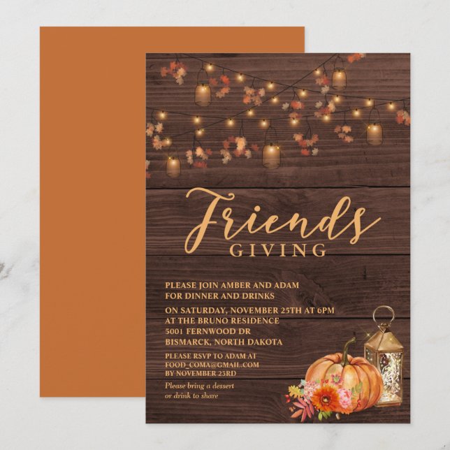 Friendsgiving Thanksgiving Holiday Invitation (Front/Back)