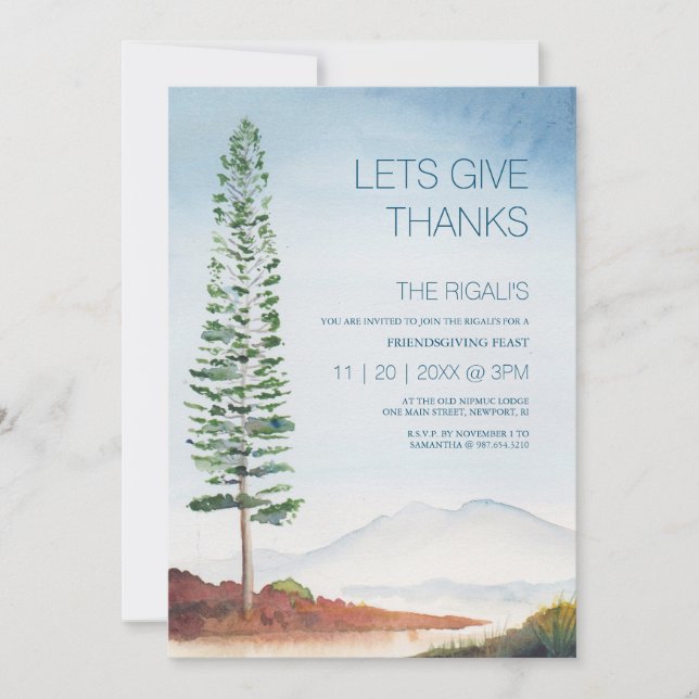 Friendsgiving Thanksgiving Invitation Pine Tree (Front)