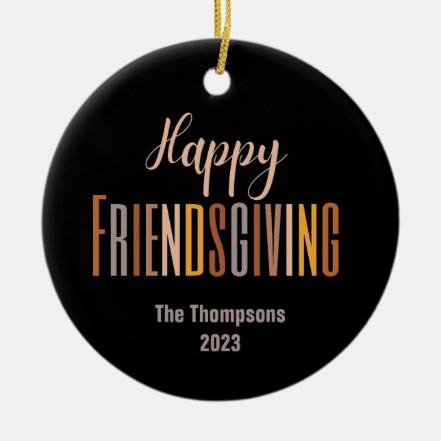Friendsgiving Thanksgiving Party Favour Custom Ceramic Tree Decoration (Front)
