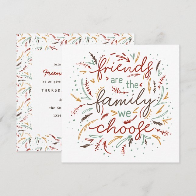 Friendsgiving Typography Thanksgiving Dinner Invitation (Front/Back)