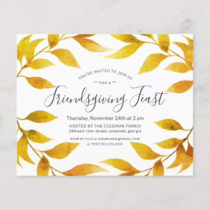 Friendsgiving Watercolor Autumn Gold Willow Wreath