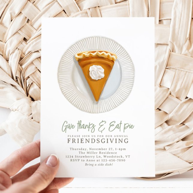 Friendsgiving Watercolor Pumpkin Pie Invitation (Creator Uploaded)