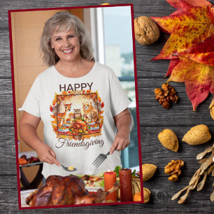 Friendsgiving Woodland Animals Autumn Leaves T-Shirt