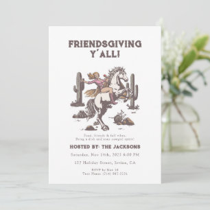 Friendsgiving Y’all Invitation Retro Cowgirl 