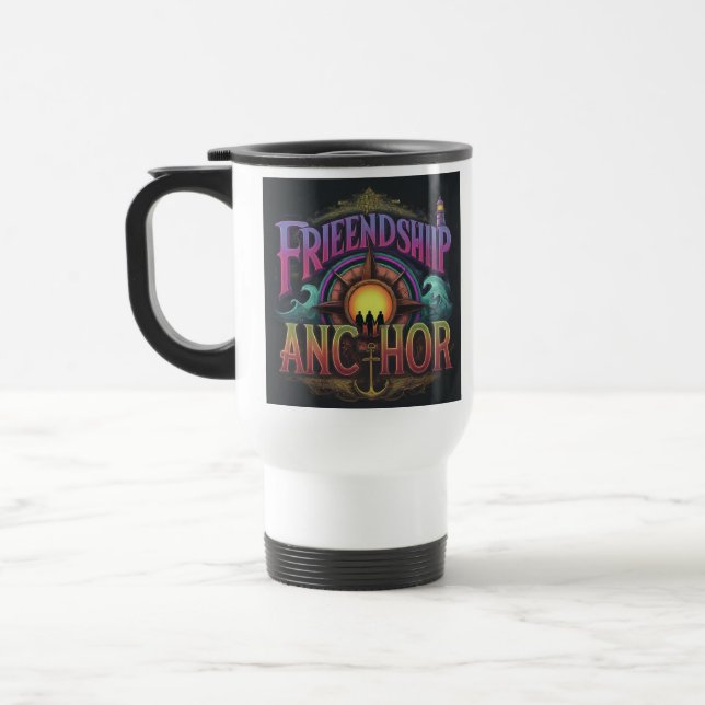 "Friendship Anchor" Travel Coffee Mug. Travel Mug (Left)