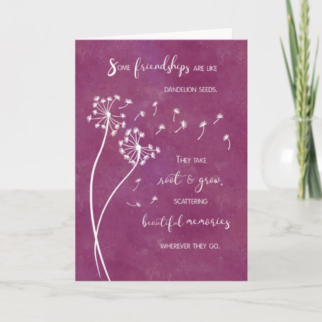 Friendship Anniversary Dandelion Art for Friend Card (Front)