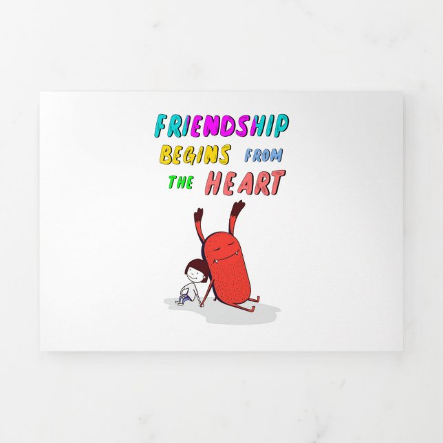 Friendship Begins From Heart July Demon 30 Friends Tri-Fold Holiday Card (Cover)