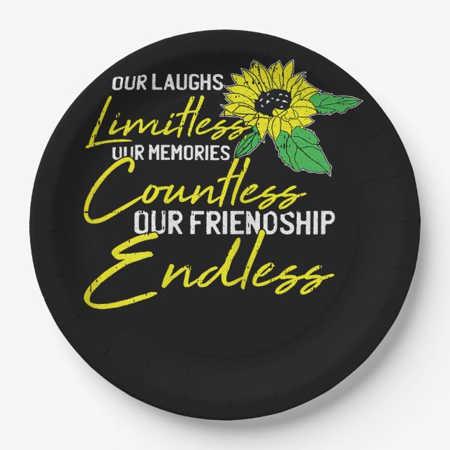 Friendship Best-Friend Cute Sunflower Bestie BFF M Paper Plate (Front)