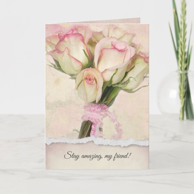 Friendship Birthday Rose Bouquet Card (Front)