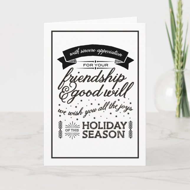 Friendship Black & White Holiday Card (Front)