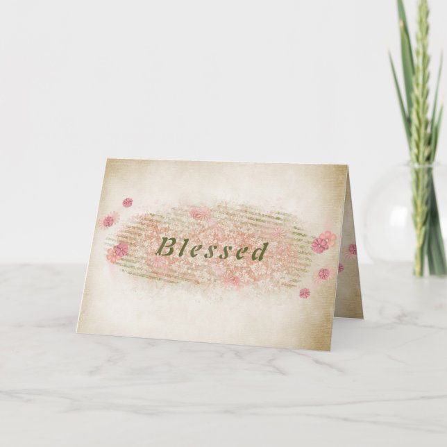 friendship blessed-floral texture thank you card (Front)
