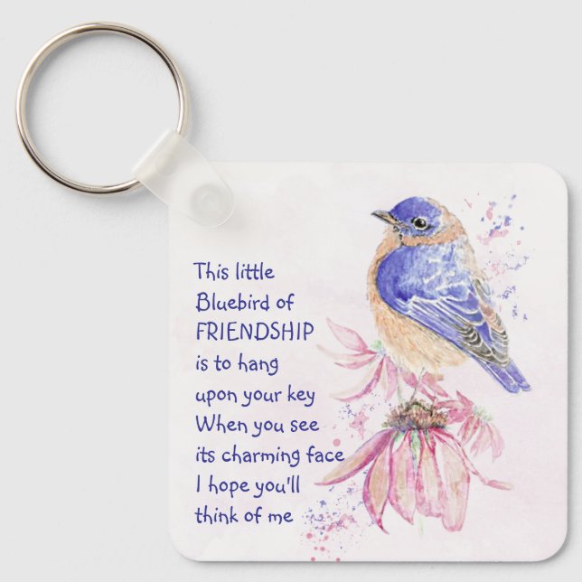 Friendship Bluebird Think of Me Customised Key Ring (Front)