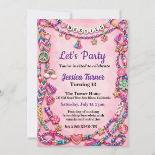 Friendship Bracelet Besties Birthday Invitation