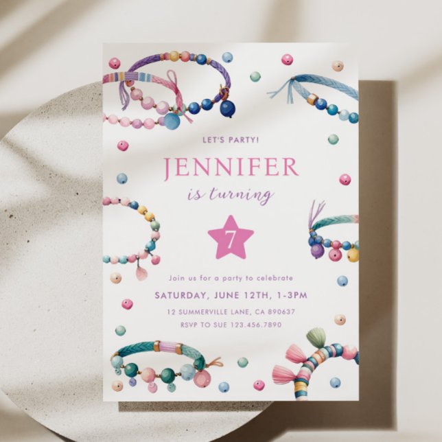 Friendship bracelet Birthday Party invitation (Creator Uploaded)