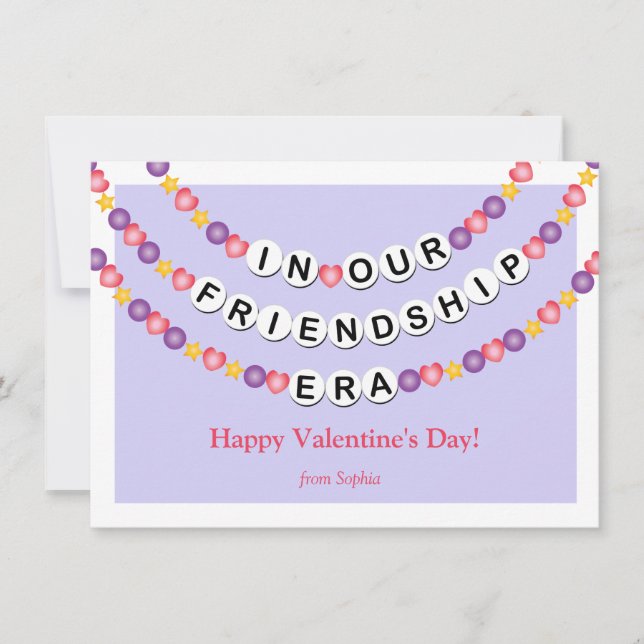 Friendship Bracelet Children's Classroom Valentine Holiday Card (Front)