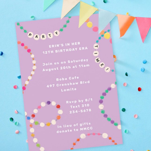 Friendship Bracelet  Era Birthday Party Invitation (Creator Uploaded)