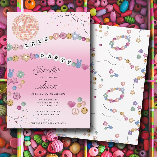 Friendship Bracelet Girl Jewellery Birthday Party Invitation (Friendship Bracelet Girl Jewelry Birthday Party Invitation)