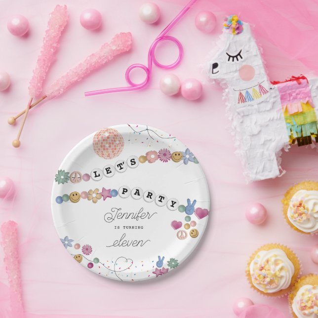 Friendship Bracelet Girl Jewellery Birthday Party Paper Plate (Party)