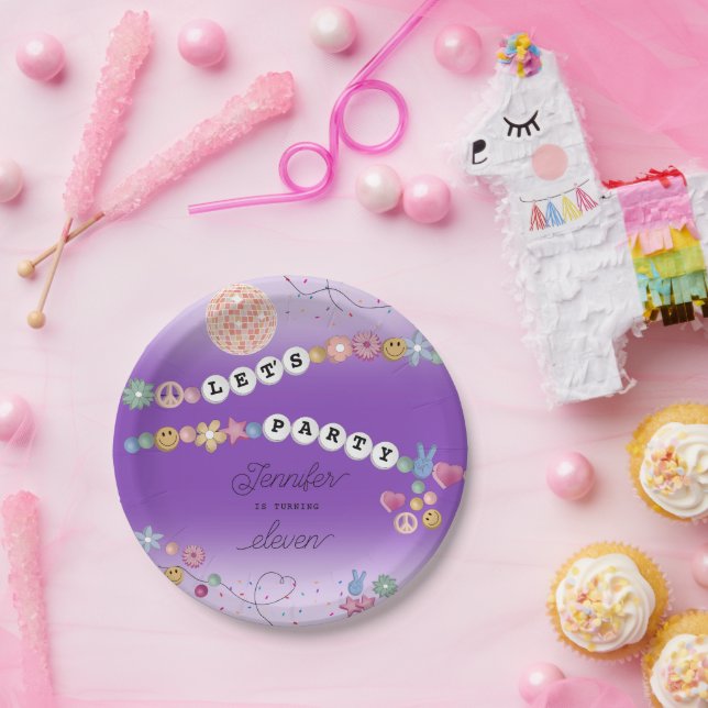 Friendship Bracelet Girl Jewellery Birthday Party Paper Plate (Party)