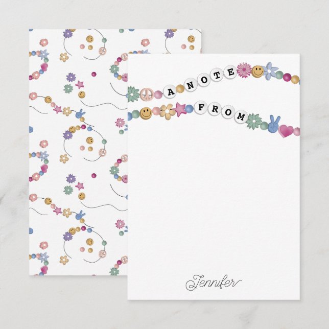 Friendship Bracelet Girl Jewellery Kids Personalis Thank You Card (Front/Back)