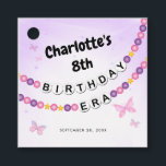 Friendship Bracelet Girls Birthday Era Party Favour Tags<br><div class="desc">A cute girls birthday favour tag featuring friendship bracelets that spell out BIRTHDAY ERA. This purple and pink tag is accented with butterflies and offers custom text for the birthday girl's name.</div>